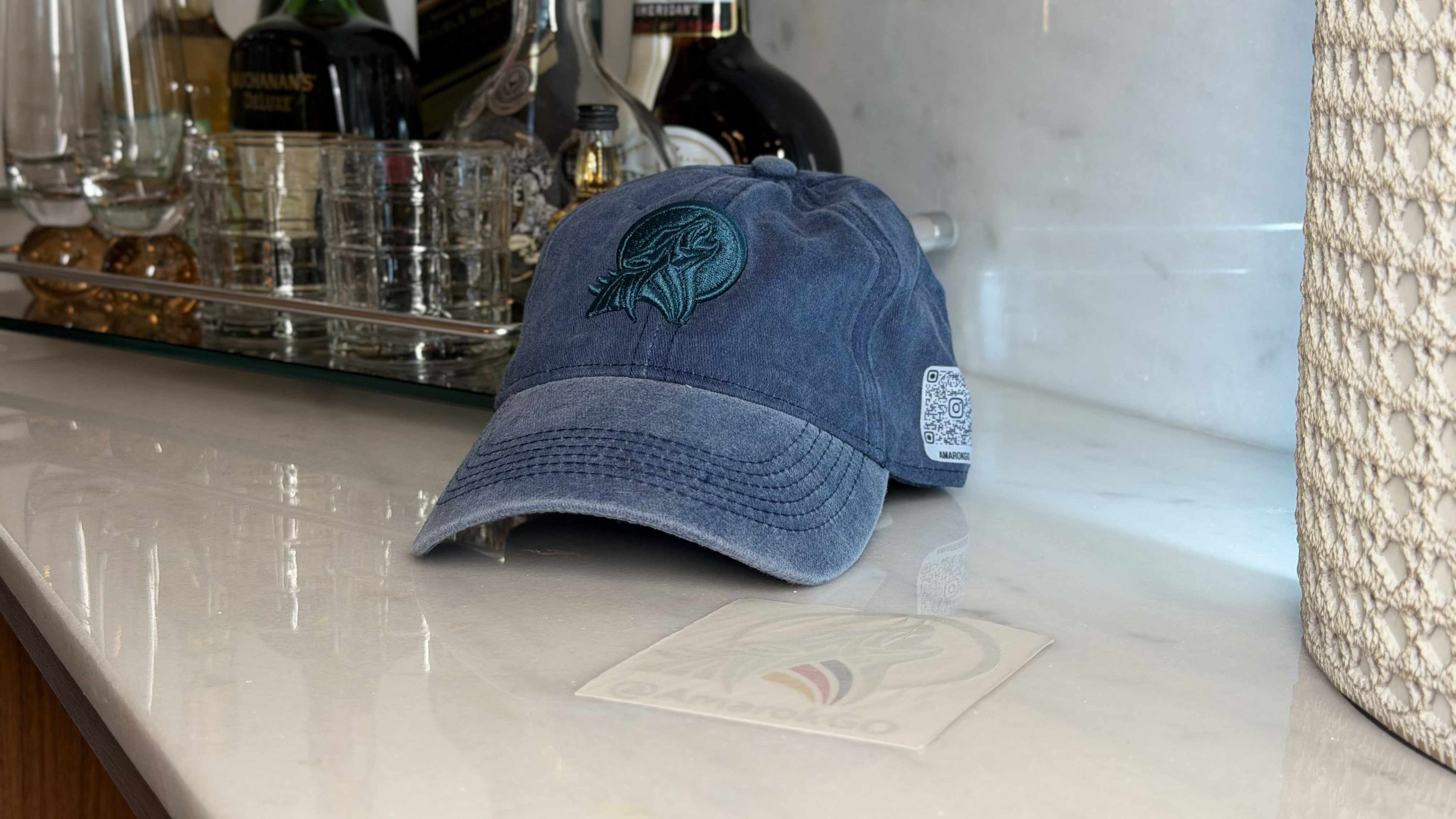 Kit Boné AmarokGO Dad Hat Premium Azul + Adesivo AmarokGO